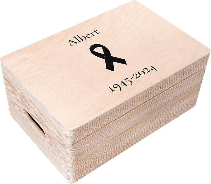 Creative Deco Personalized Wooden Storage Box Mourning Box | 11.8x7.87x5.51in (+-0.5) | Hinged Lid Handle Engraving | Unpainted Gift Box | Rough UNSANDED Keepsake Memory Souvenir Chest
