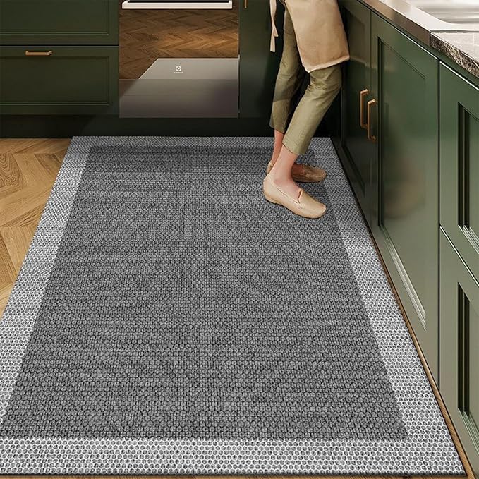 Farmhouse Kitchen Rugs, Non Slip Washable Kitchen Floor Mats, Carpet Runner Rugs for Hallway Laundry Decor(Gray,120 * 160cm)
