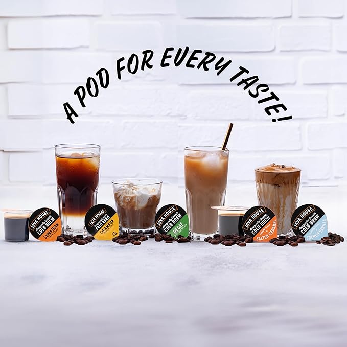 JAVA HOUSE Medium Roast Colombian Cold Brew Capsules, 1.35 Fluid Ounces (12 Count) Peel and Pour, TSA Approved, Travel Friendly Cold Brew, Hot or Iced, Instant Coffee Concentrate