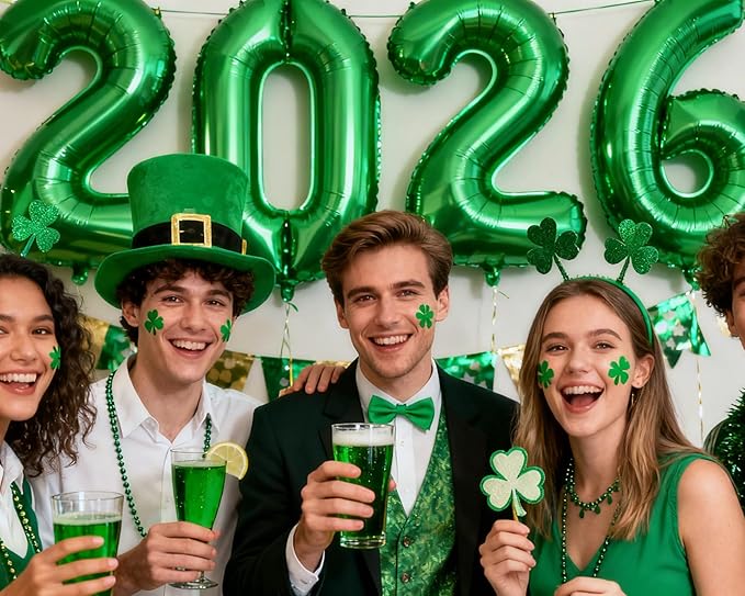Giant Green 2026 Balloons, 40" Large Number 2026 Balloons Helium Mylar Foil Balloons for 2026 New Year Graduation Party Decoration