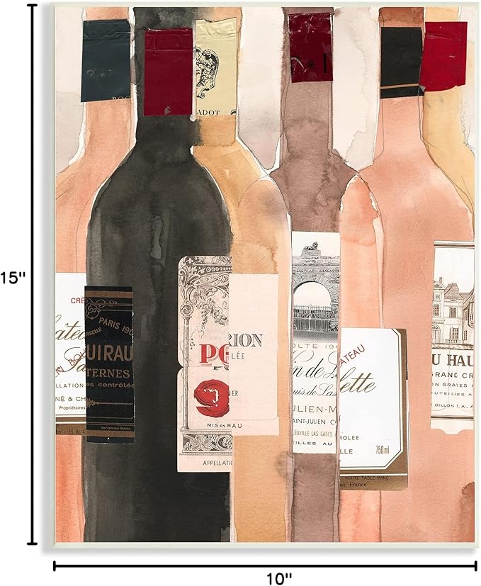 Stupell Industries Timeless Labeled Wine Champagne Bottles Vintage, Design by Samuel Dixon