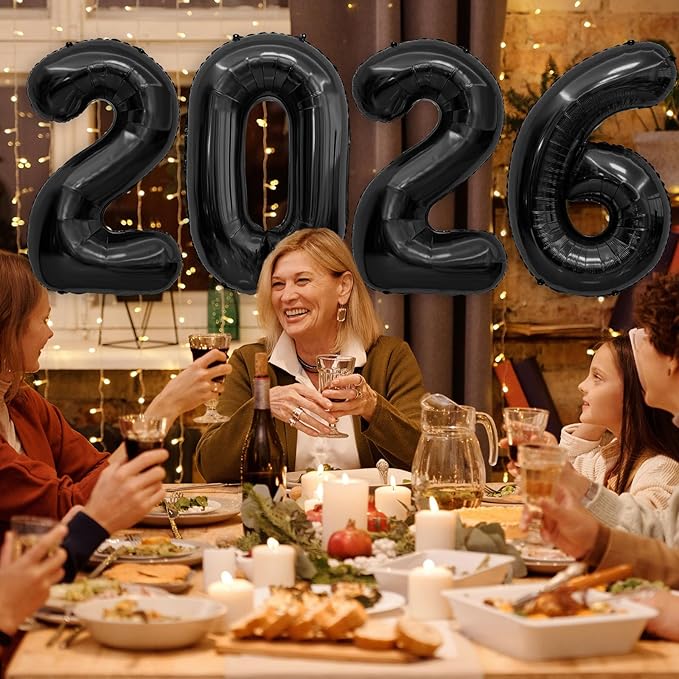 2026 Balloons, 40 inch 2026 Black Number Balloons, 2026 Happy New Years Decorations, Large Foil Balloons Number for New Years Eve Party Supplies 2026, Class of 2026 Graduation Decorations