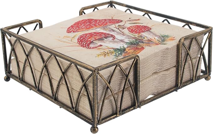 Boston International Lunch Napkin Caddy, Arch Design in Antique Brass