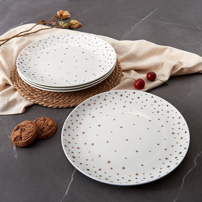 Mikasa Millie Gold Metallic Set of 4 Dinner Plates, 10.5 Inch
