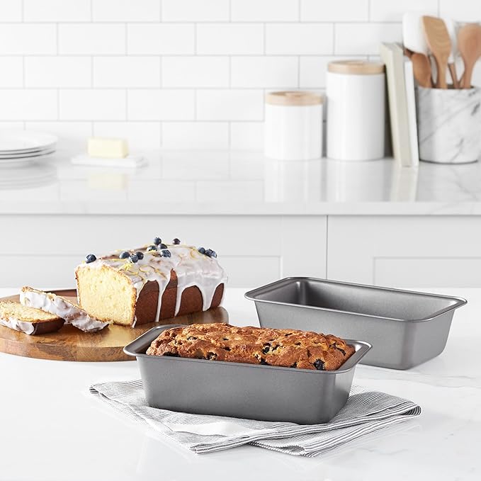 Amazon Basics Rectangular Nonstick Bread Loaf Pan for Baking Meatloaf with Even Heat Distribution,9.5 x 5 Inch,Gray,Set of 2,(Pack of 6)