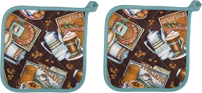 Now Designs Basic Potholders, Coffee Labels, Set of 2