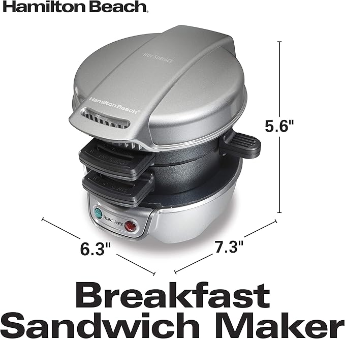 Hamilton Beach Breakfast Sandwich Maker, Silver (25475A)