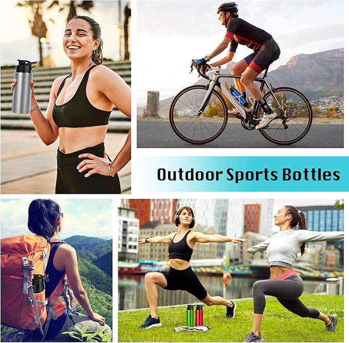 10 Pack Sports Aluminum Water Bottles, 20oz Leak Proof with Snap Lids for Travel, Camping, Gym, Hiking, Fishing (Red)