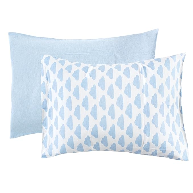 Hudson Baby Unisex Baby and Toddler Cotton Toddler Pillow Case, Heather Light Blue Cloud, One Size