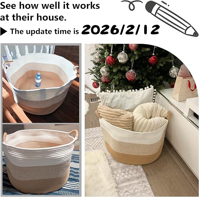 Artfeel 100L Large Cotton Rope Basket, Decorative Woven Blanket Storage for Living Room, Boho Toy Storage & Toy Box for Kids, Versatile Laundry Basket & Nursery Hamper for Blankets(Black)