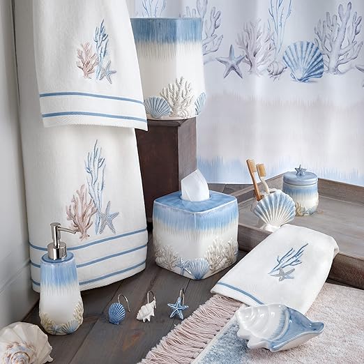 Avanti Linens - Soap Dish, Countertop Decor, Coastal Inspired Bathroom Accessories (Abstract Coastal Collection)