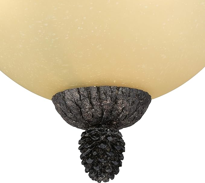 VAXCEL Sierra 15.5-in W Bronze Rustic Pinecone Flush Mount Ceiling Light Fixture