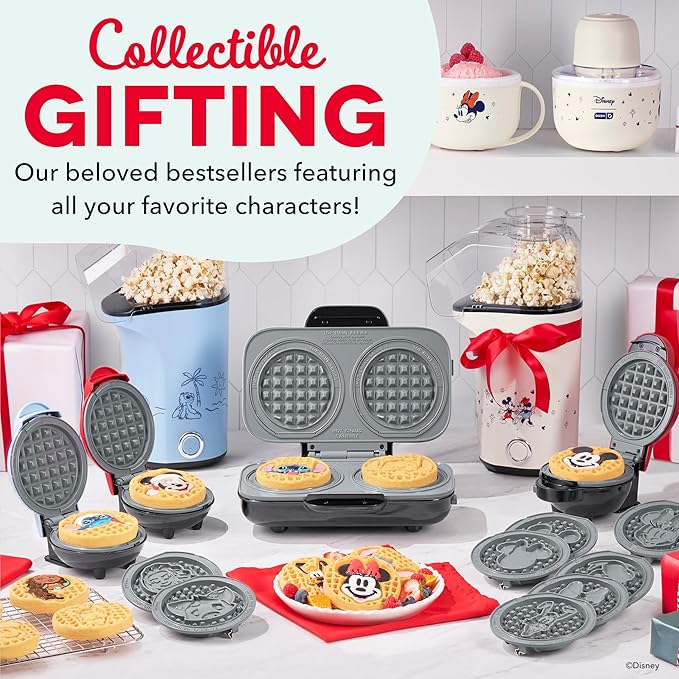 Disney | Dash MultiMaker® Mini Maker System - Electric Waffle Maker & Swappable Plates - 1 MultiMaker®, 4 Plates, Mickey Mouse & Friends Design, Aluminum