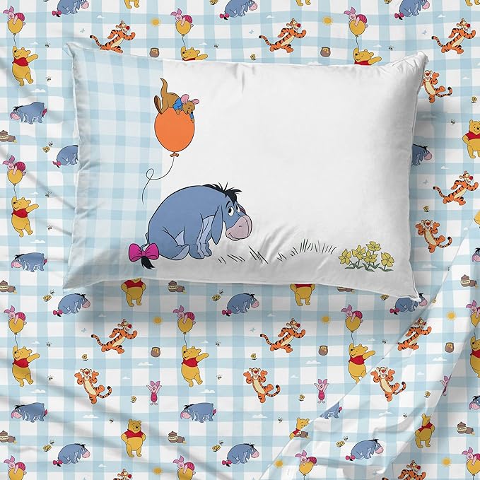Jay Franco Kids Sheet Set with Fitted, Flat Sheets & Pillow Cover - Ultra-Soft Bedding with Pillowcase for Room Decor, White - Winnie The Pooh, 3 Piece Twin