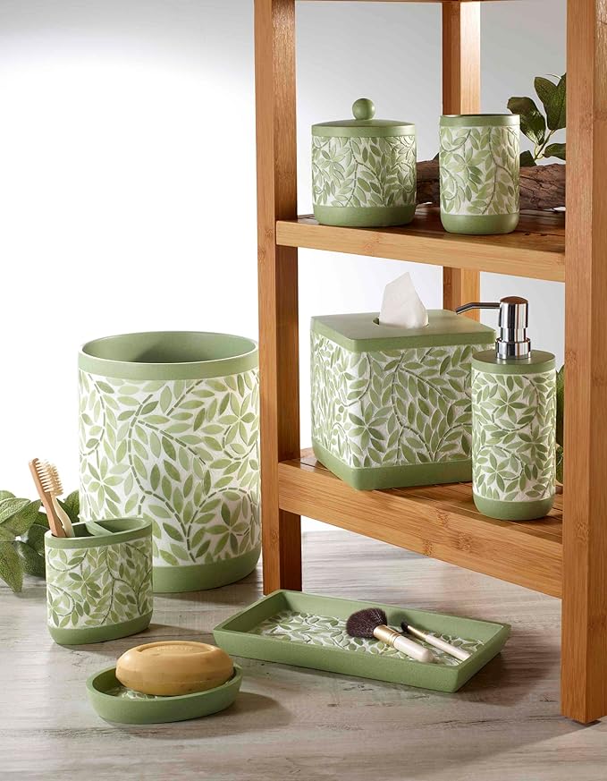 Avanti Linens - Vanity Tray, Resin Countertop Accessories, Guest Bathroom Essentials (Stratford Collection, Green)