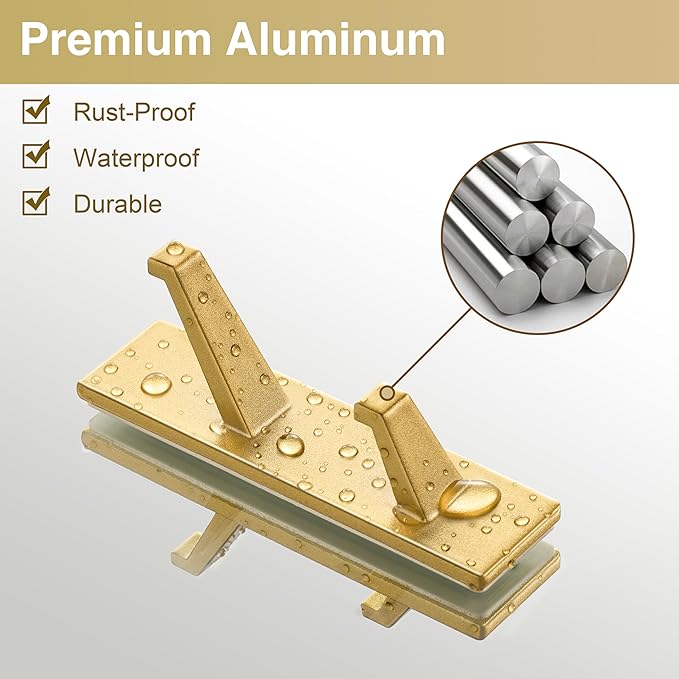 susswiff Gold Wall Hooks for Coat Towel: 13LB Adhesive Door Hanger Stick on, 4 Pack
