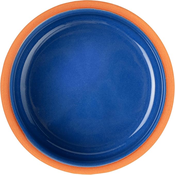 Restaurantware-Terra Tek 2.7 Ounce Terracotta Cazuelas, 2 Blue Glazed Clay Pots For Cooking - Oven-Ready, Microwavable, Terracotta Serving Pots, Dishwashable, For Cooking And Serving