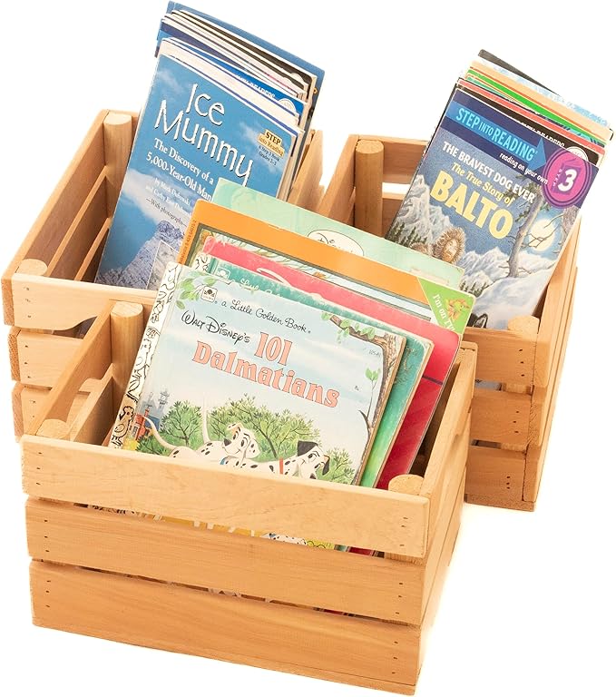 VINTAYARD Rustic Wood Crates for vintage decorative display, Small Crate set for storage and farmhouse style decor, wooden boxes made from 100% Wood (Small Set of 3)