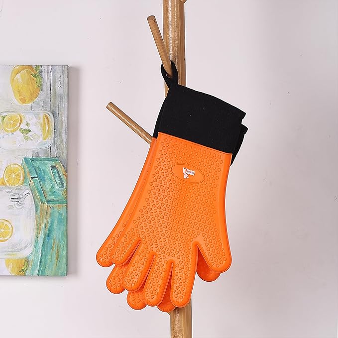 UNCO- Silicone Gloves Heat Resistant Gloves, Orange, Silicone Oven Mitts