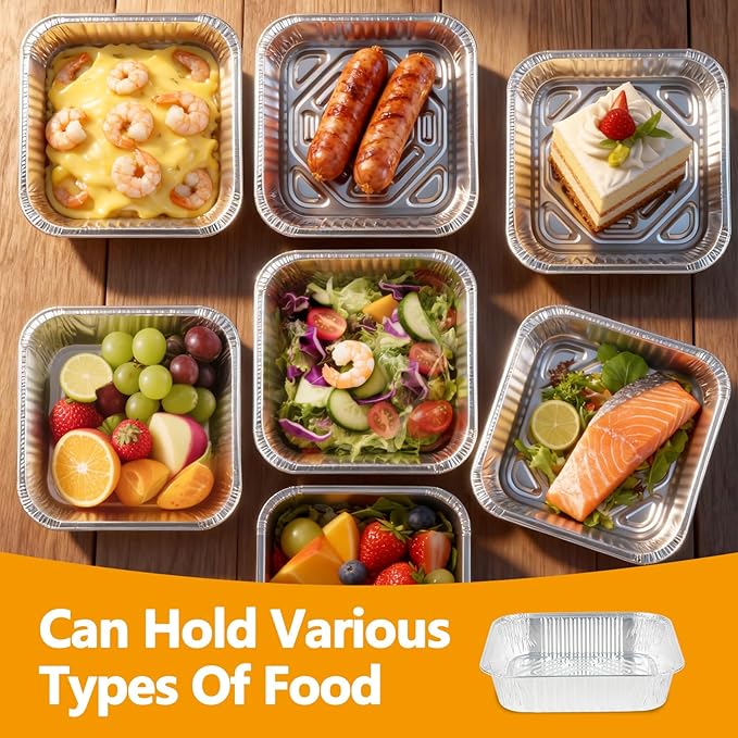 8x8 Thickened Aluminum Foil Pans, 20Pack Disposable Aluminum Pans with Lids for Roasting, Baking, Cooking, Food Prep, Chafing, Steam Table, Oven, Cake, and Party Catering.