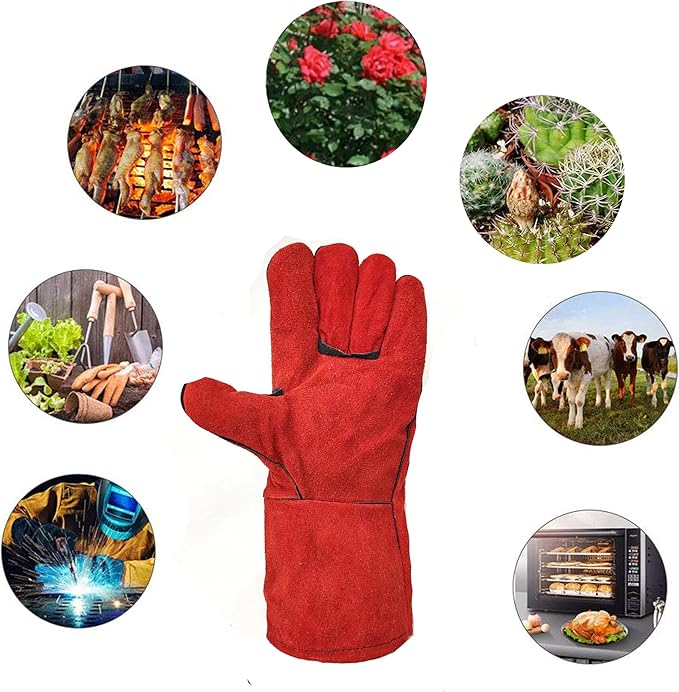 Heat Resistant Gloves for Grill BBQ,Long Sleeve Grill Gloves for Baking,Oven,Fireproof, Stove,Welder,Welding,Fireplace