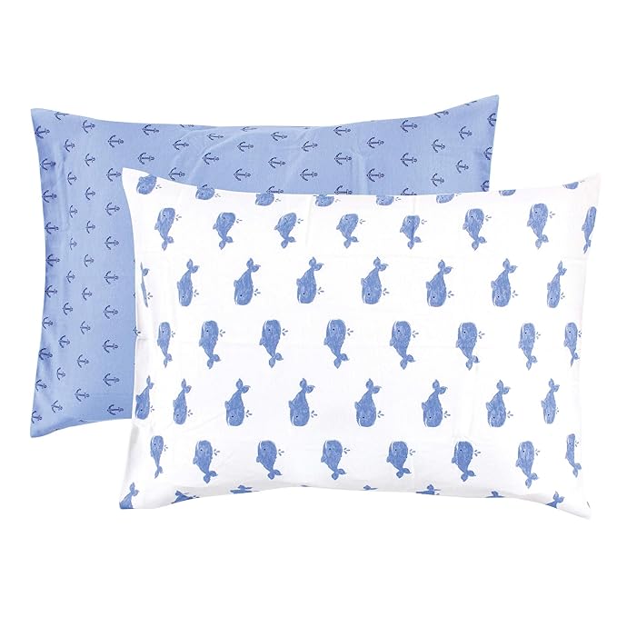 Hudson Baby Unisex Baby and Toddler Cotton Toddler Pillow Case, Blue Whale, One Size