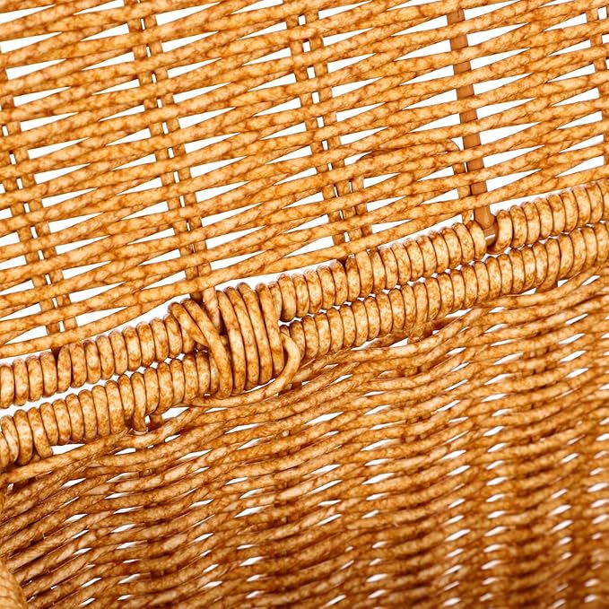 Alipis Woven Basket with Lid and Handle 15X11X6 Inch Portable Gap Storage Box for Organizing Toys Magazines Household Sundries