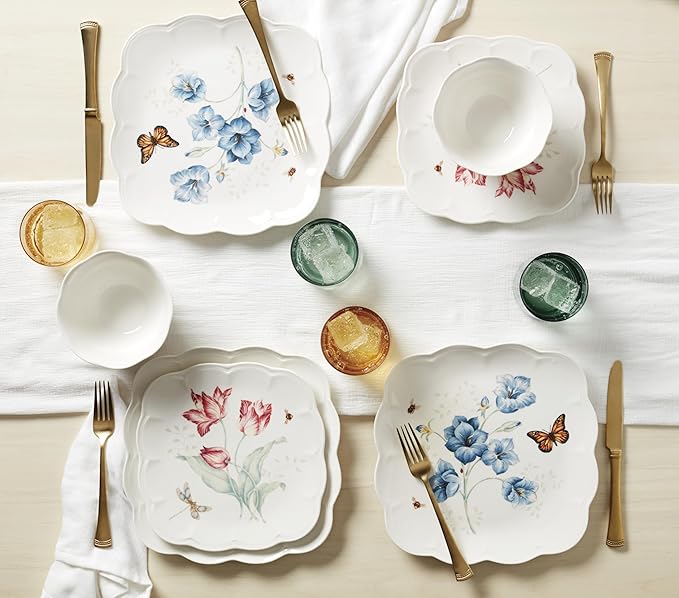 Lenox 894309 Butterfly Meadow Square 4-Piece Dinner Plates