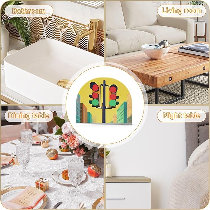 Traffic Light Fixture Yellow Napkin Holder for Table Acrylic Standing Napkin Dispenser for Kitchen Dining Tabletop Cocktail Tissue Paper Holder for Party Home Countertop