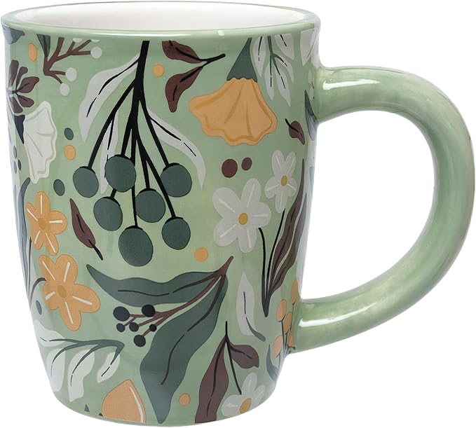 Boston International Ceramic Coffee Mug Classic Tea Cup for Hot Beverages Drinkware, 14-Ounces, Autumn Acorn