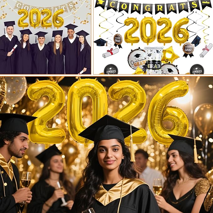 40 Inch 2026 Balloons Gold Foil Number Balloons for 2026 New Year Festival Celebration or Birthday Party Supplies Decorations,New Years Balloon 2026, New Years Eve Graduation Balloons Decorations