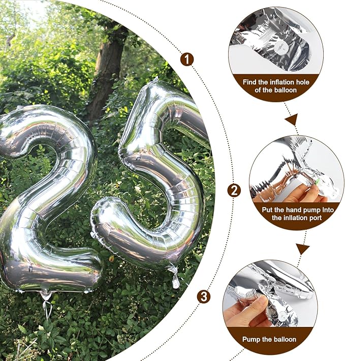 Silver Birthday 2 Balloons Number, Two Balloon Numbers for Girl Boy Baby Shower, Numbers 40 Inch for 2 12 22 2025 Graduation Party Wedding Anniversaries Celebration