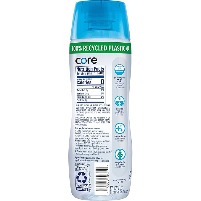 CORE Hydration Perfect 7.4 pH Nutrient Enhanced Water, 20 Ounce (Pack of 24)