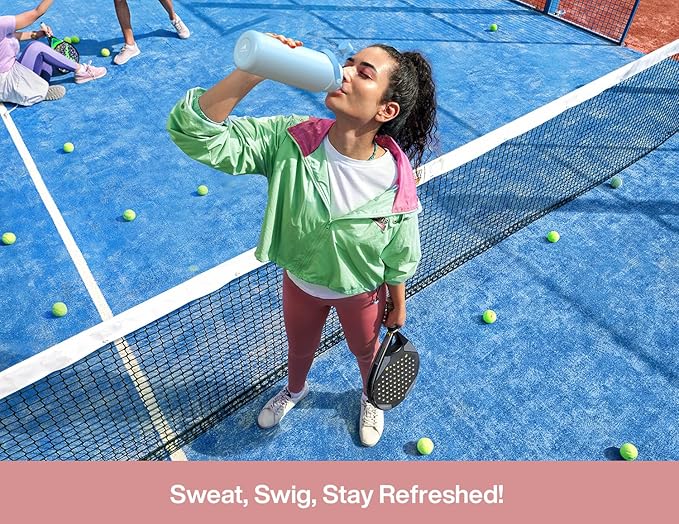 POWCAN 32 oz Insulated Water Bottle with 2-in-1 Straw and Spout Lid, Keep Cold 24H, Leak-Proof, BPA-Free, Double Wall Stainless Steel Water Bottle for Sports, Gym, Travel, and School (Cotton Candy)
