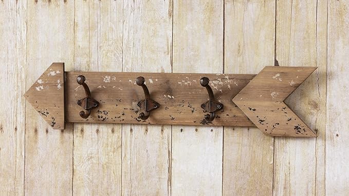 Your Heart's Delight 23.75"x5.25"x5.25" Arrow Wall Décor with Three Hooks