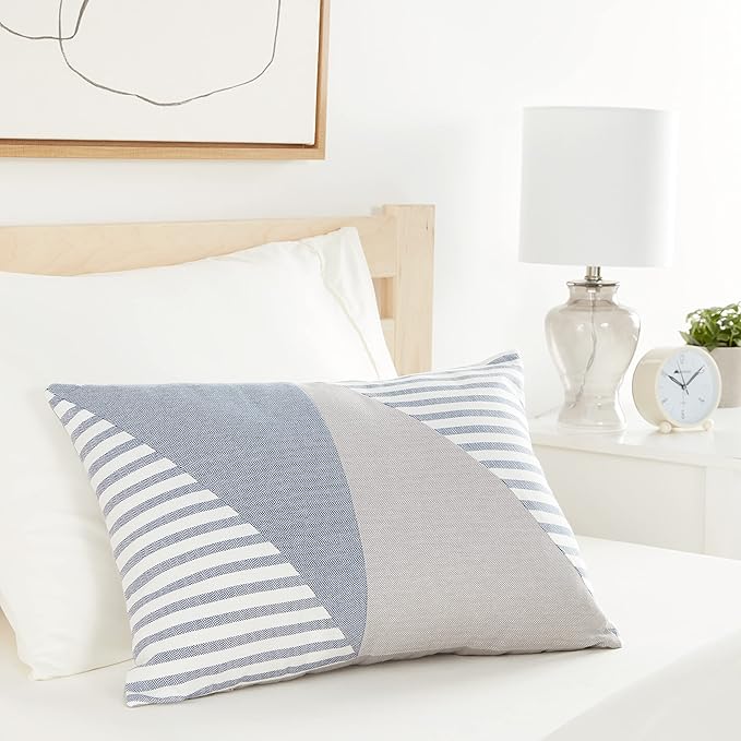 Nautica - Throw Pillow, Cotton Bedding with Hidden Zipper Closure, Mediterranean Inspired Home Decor (Fairwater Blue, 14" x 20")