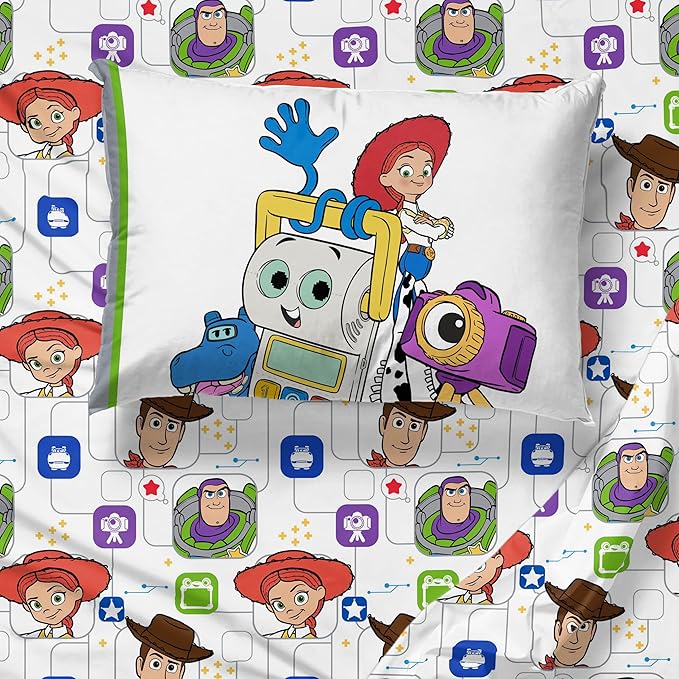 Jay Franco Kids Sheet Set with Fitted, Flat Sheets & Pillow Cover - Ultra-Soft Bedding with Pillowcase for Room Decor, Multi - Toy Story, 3 Piece Twin
