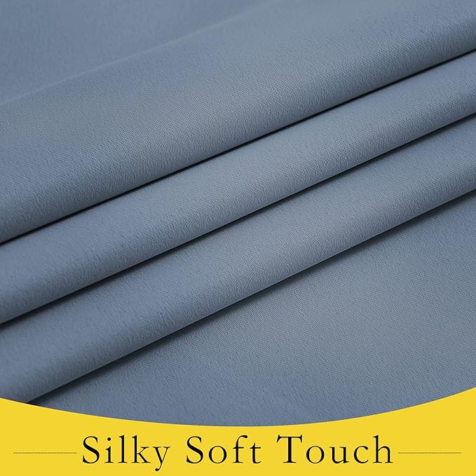 NICETOWN Stone Blue French Door Curtains Privacy Blackout Curtains, 26 X 64 Door Blinds for Glass, Thermal Insulated Window Tie Up Shades for Bedroom, 1 Panel