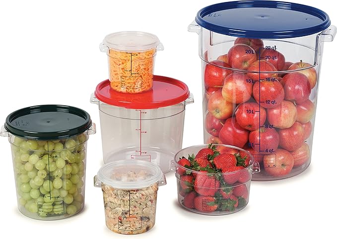 Carlisle FoodService Products Storplus Round Food Storage Container with Stackable Design for Catering, Buffets, Restaurants, Polycarbonate (Pc), 4 Quart, Clear (Pack of 2)