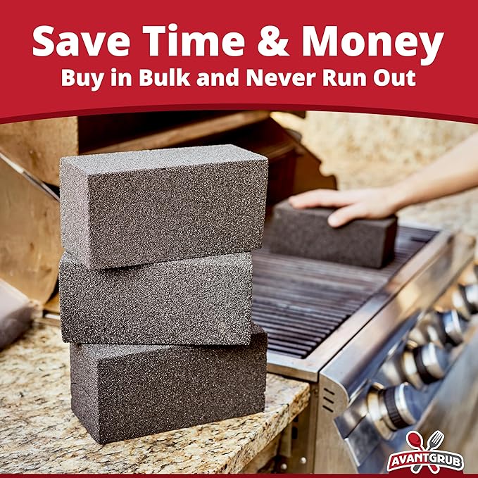 Commercial Grade, Heavy Duty Grill Cleaning Brick Bulk 4 Pack. Pumice Stone Cleaner Tool Cleans and Sanitizes Restaurant Flat Top Grills or Griddles Effectively Without Harsh Chemicals or Abrasives