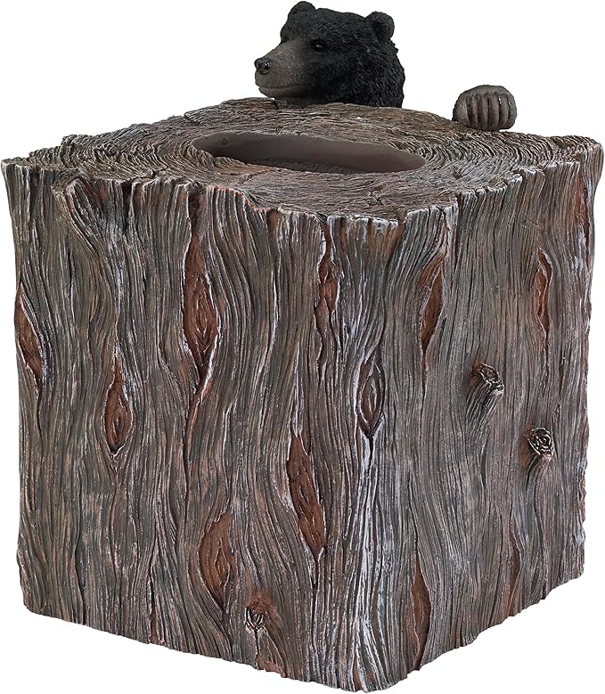 Avanti Linens - Tissue Box Cover, Animal Inspired Home Decor (Black Bear Lodge Collection)