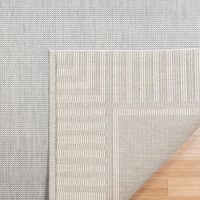 Gertmenian Indoor/Outdoor Flatweave Rug - 2x6 Runner, Stain & UV Resistant, Quick-Drying, Ideal for Deck, Patio, Poolside, Mudroom - Klano Striped Ash, Steel, 28001