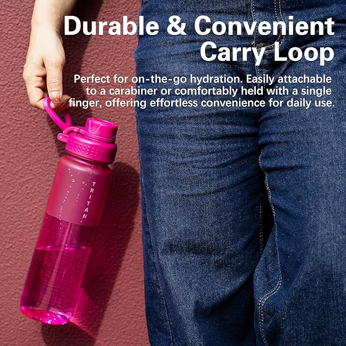 OLDLEY 32oz Frosted Clear Water Bottle, BPA-Free Tritan Plastic Reusable Water Bottle with Fast-Flow Spout Lid, Wide Mouth Leakproof Sports Drinking Bottle for Gym, School,Travel,Aurora Borealis