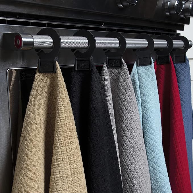 Ritz Premium Hook and Hang Towel, (2-Pack), 18" x 28", Long-Lasting Durable Rubber Hook, Highly Absorbent Super Soft Hand Cloths for Kitchen, Bathroom, Laundry Room, Paprika
