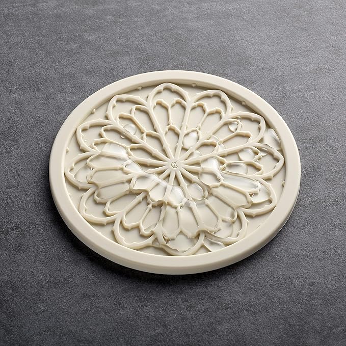 Silicone Coasters for Drinks - 6 Pack 4" Drink Coasters for Aesthetic Room Decor - Goth Accessories for Kitchen Gadgets by COASTERFIELD (Cream)