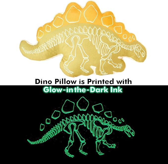 Northwest Classics Full Sized Dino Discovery Glow-in-The-Dark 8-Piece Bed in a Bag Set, All Seasons Bedding for Girls and Boys, Comforter, Flat Sheet, Fitted Sheet, Pillowcases, Pillow, Shams