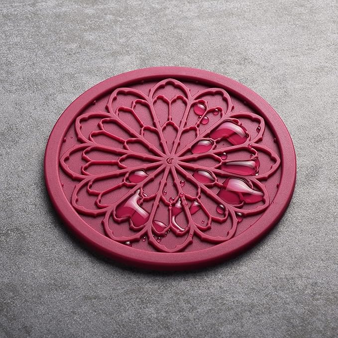 Silicone Coasters for Drinks - 6 Pack 4" Drink Coasters for Aesthetic Room Decor - Goth Accessories for Kitchen Gadgets by COASTERFIELD (Purple)