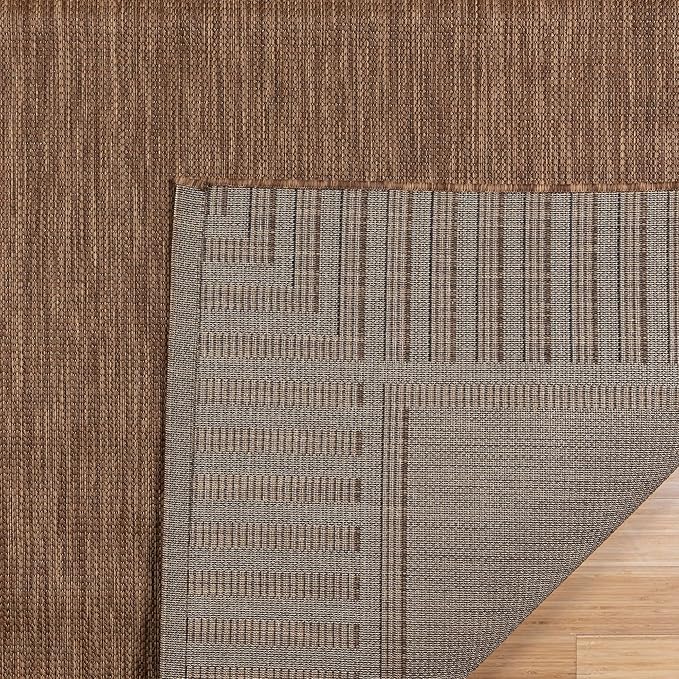 Gertmenian Indoor/Outdoor Flatweave Rug - 2x6 Runner, Stain & UV Resistant, Quick-Drying, Ideal for Deck, Patio, Poolside, Mudroom - Klano Striped Havana, Black, 28000