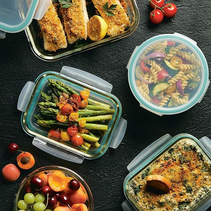 LOCK & LOCK Purely Better Glass Food Storage Container Set, 10 Piece, Clear