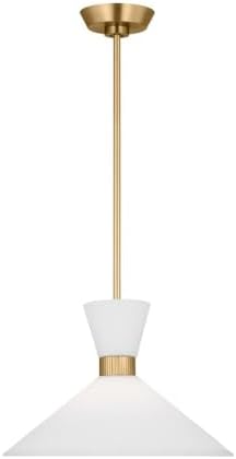 Scott Living 1-Light Belcarra Modern Pendant Light Fixture Satin Brass DJP1091SB, Modern Ceiling Light Fixture for Home Decor, Candelabra for Foyer or Living Room Decor Can Use A19 LED